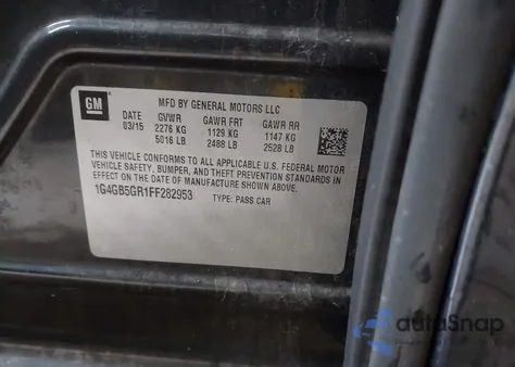 2015 Buick Lacrosse Leather из США, поврежденный, VIN 1G4GB5GR1FF282953